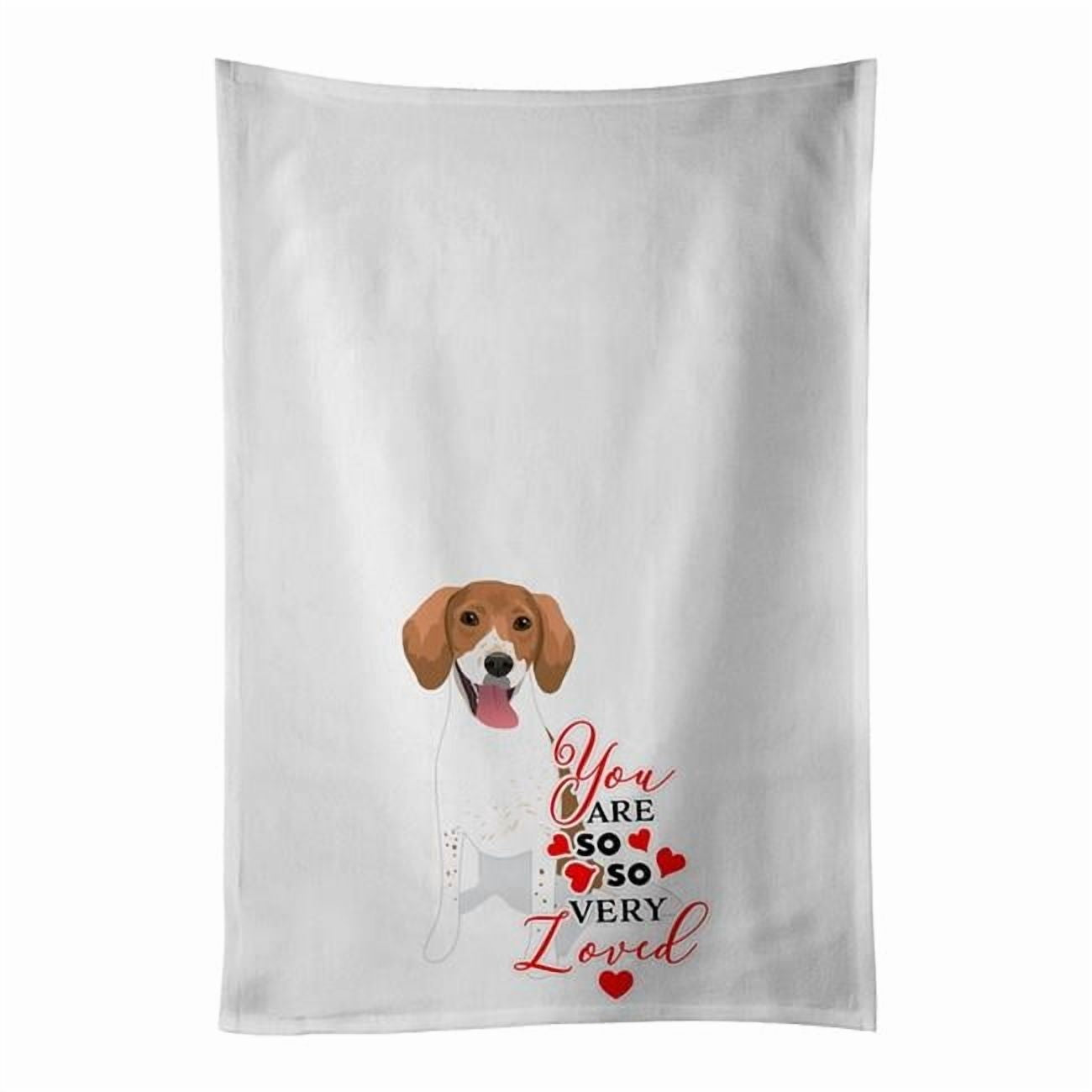 Carolines Treasures WDK3828WTKT 28 x 19 in. Unisex Beagle Red & White Red Ticked No.2 So Loved White Dish Towels Kitchen Towel - Set of 2
