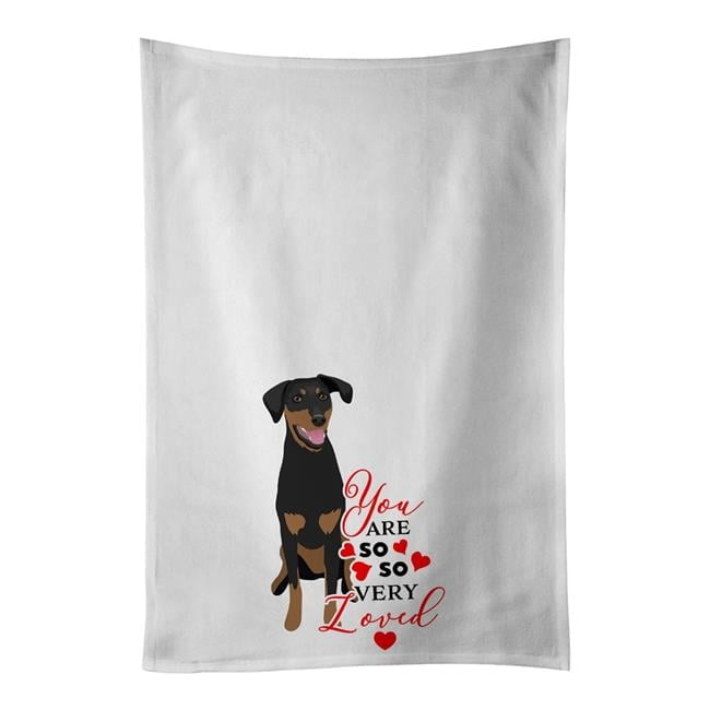 Carolines Treasures WDK3866WTKT 28 x 19 in. Unisex Doberman Pinscher Black & Rust Natural Ears No.1 So Loved White Dish Towels Kitchen Towel - Set of 2