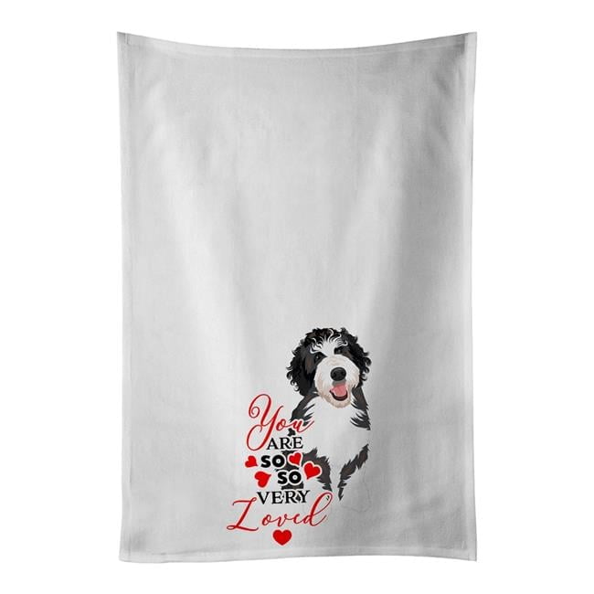 Carolines Treasures WDK3902WTKT 28 x 19 in. Unisex Doodle Silver & White No.1 So Loved White Dish Towels Kitchen Towel - Set of 2