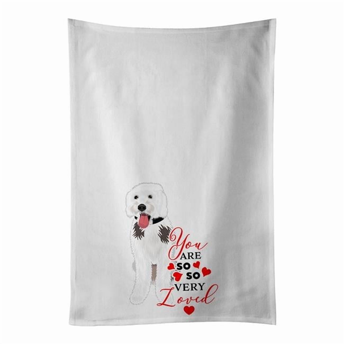 Carolines Treasures WDK3903WTKT 28 x 19 in. Unisex Doodle Silver & White No.2 So Loved White Dish Towels Kitchen Towel - Set of 2