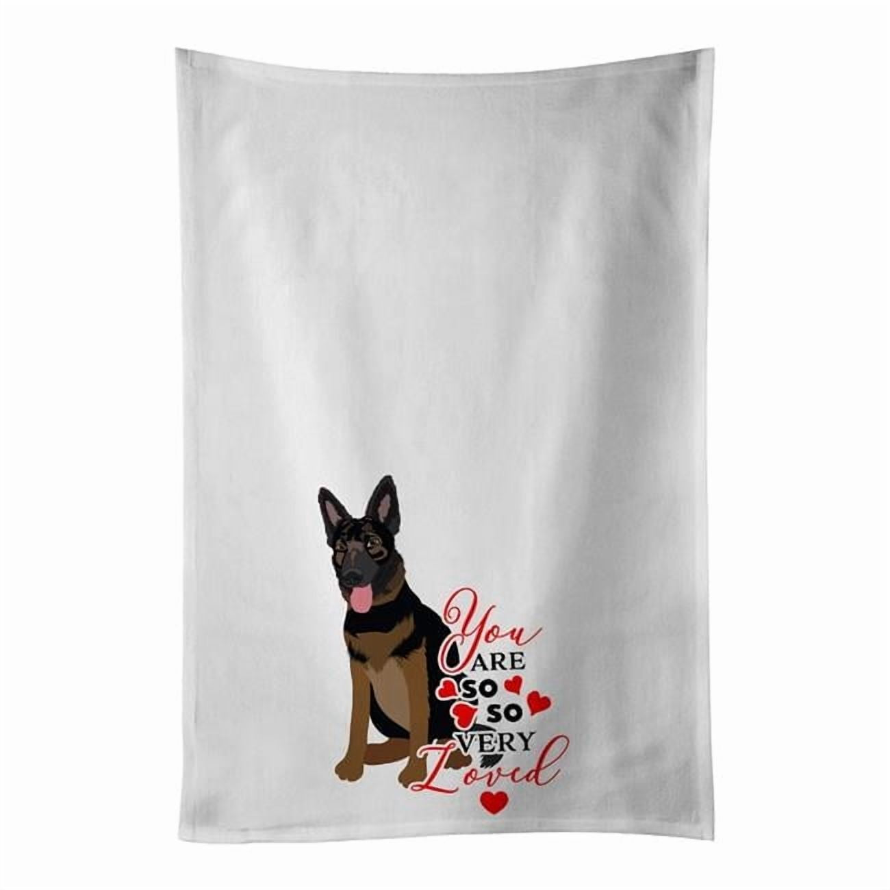 Carolines Treasures WDK3926WTKT 28 x 19 in. Unisex German Shepherd Bicolor So Loved White Dish Towels Kitchen Towel - Set of 2