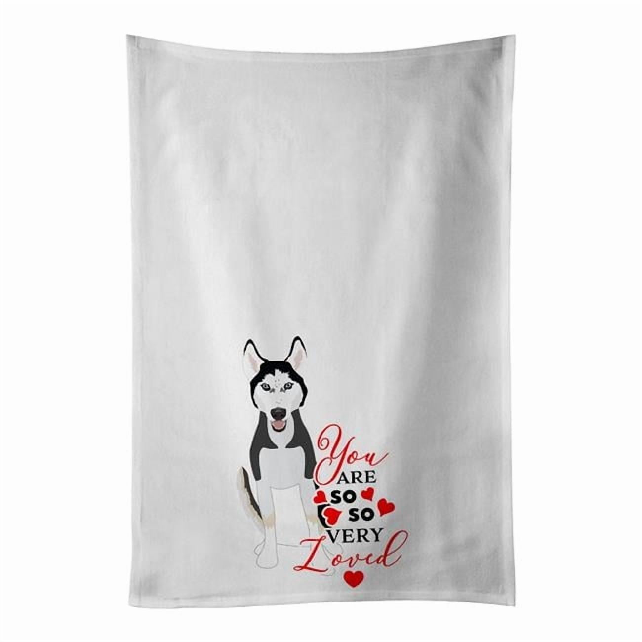 Carolines Treasures WDK3941WTKT 28 x 19 in. Unisex Siberian Husky Black & White No.3 So Loved White Dish Towels Kitchen Towel - Set of 2