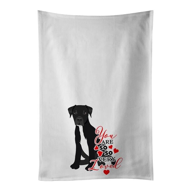 Carolines Treasures WDK3966WTKT 28 x 19 in. Unisex Pit Bull Black No.1 So Loved White Dish Towels Kitchen Towel - Set of 2