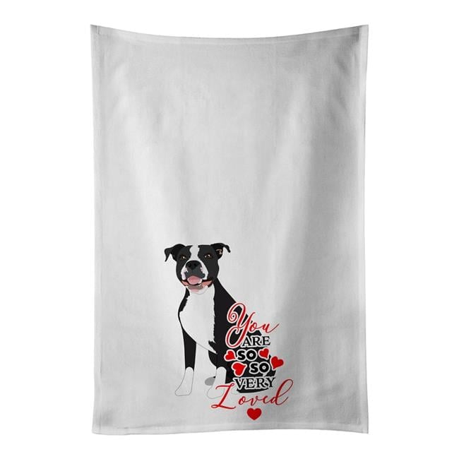 Carolines Treasures WDK3968WTKT 28 x 19 in. Unisex Pit Bull Black No.3 So Loved White Dish Towels Kitchen Towel - Set of 2