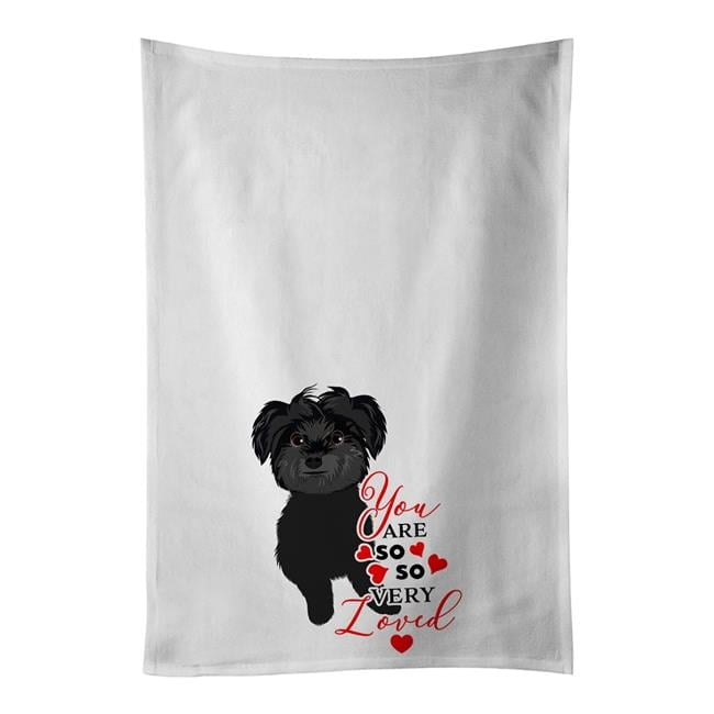 Carolines Treasures WDK4037WTKT 28 x 19 in. Unisex Shih-Tzu Black So Loved White Dish Towels Kitchen Towel - Set of 2