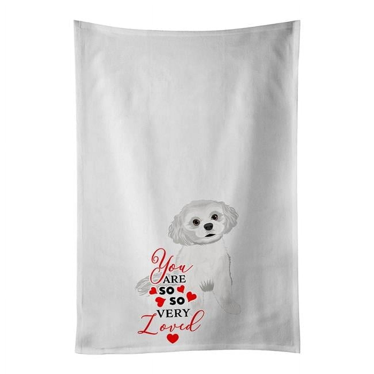 Carolines Treasures WDK4046WTKT 28 x 19 in. Unisex Shih-Tzu Silver & White No.1 So Loved White Dish Towels Kitchen Towel - Set of 2