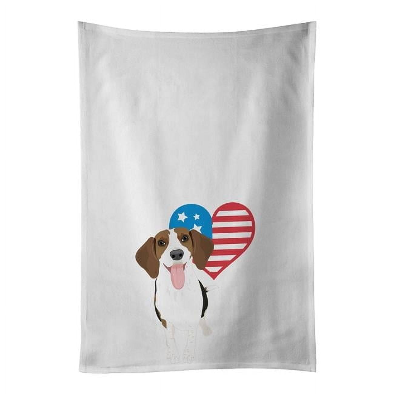 Carolines Treasures WDK4082WTKT 28 x 19 in. Unisex Beagle Tricolor Red Ticked No.3 Patriotic White Dish Towels Kitchen Towel - Set of 2
