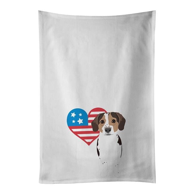 Carolines Treasures WDK4083WTKT 28 x 19 in. Unisex Beagle Tricolor Ticked Patriotic White Dish Towels Kitchen Towel - Set of 2