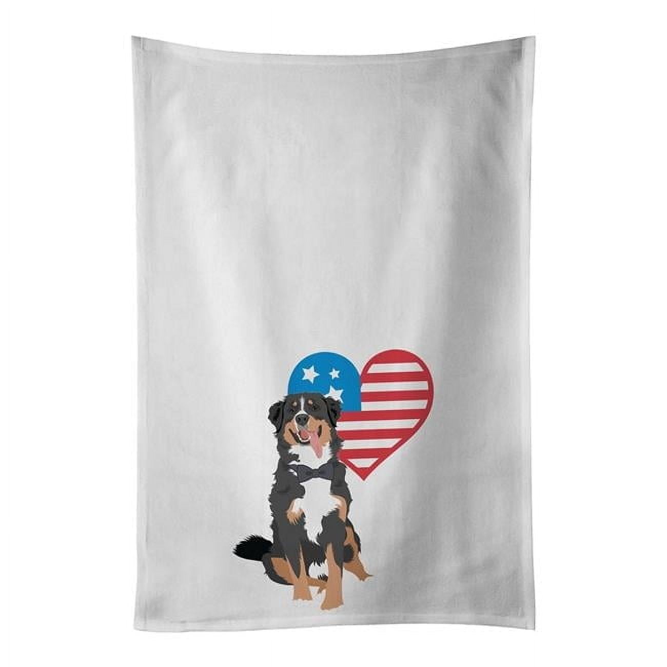 Carolines Treasures WDK4084WTKT 28 x 19 in. Unisex Bernese Mountain Dog No.1 Patriotic White Dish Towels Kitchen Towel - Set of 2