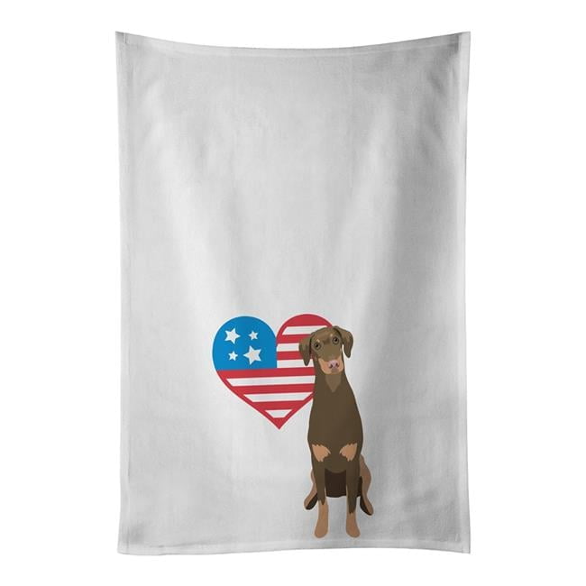Carolines Treasures WDK4117WTKT 28 x 19 in. Unisex Doberman Pinscher Red & Rust Natural Ears No.2 Patriotic White Dish Towels Kitchen Towel - Set of 2
