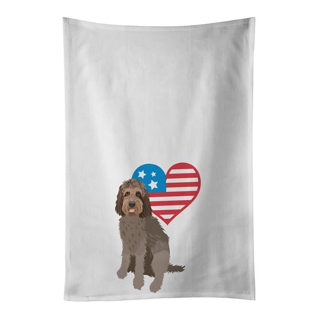 Carolines Treasures WDK4153WTKT 28 x 19 in. Unisex Doodle Tricolor No.3 Patriotic White Dish Towels Kitchen Towel - Set of 2