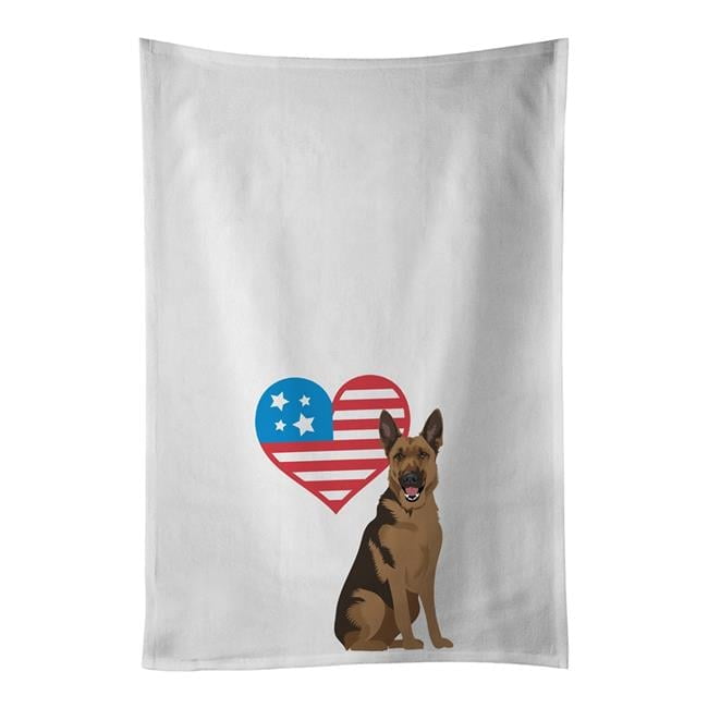 Carolines Treasures WDK4178WTKT 28 x 19 in. Unisex German Shepherd Black & Tan No.2 Patriotic White Dish Towels Kitchen Towel - Set of 2