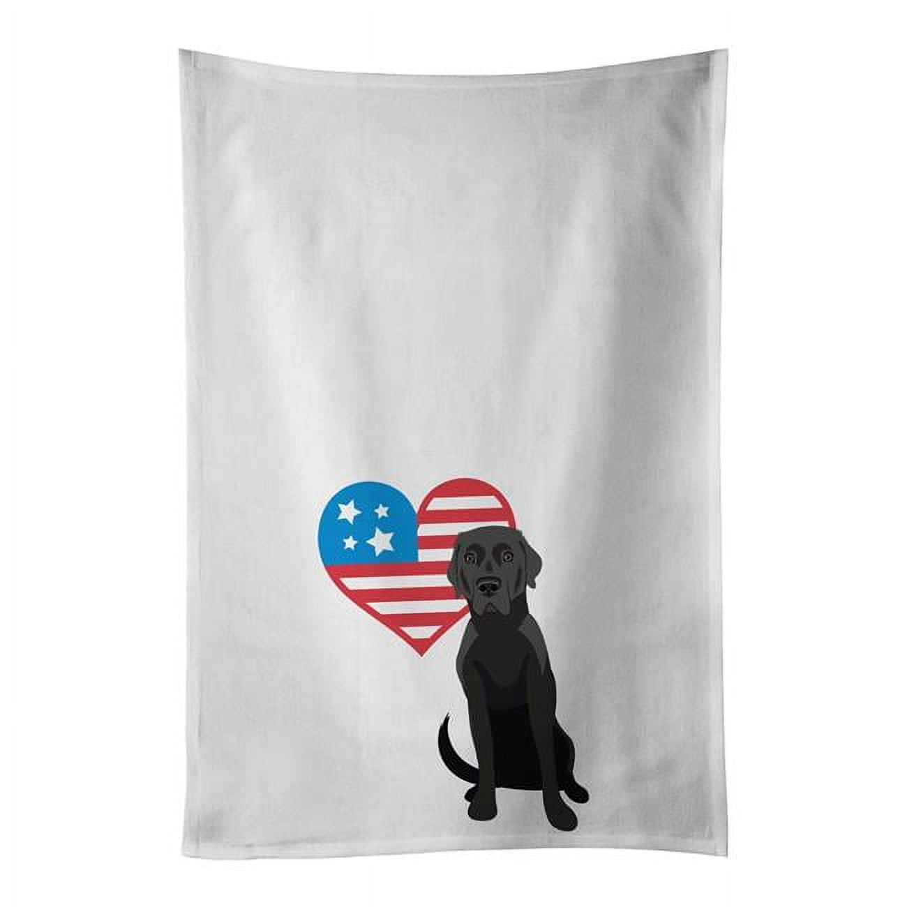 Carolines Treasures WDK4198WTKT 28 x 19 in. Unisex Labrador Retriever Black No.2 Patriotic White Dish Towels Kitchen Towel - Set of 2
