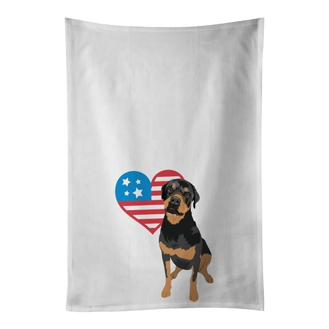 Carolines Treasures WDK4256WTKT 28 x 19 in. Unisex Rottweiler Black & Rust Patriotic White Dish Towels Kitchen Towel - Set of 2