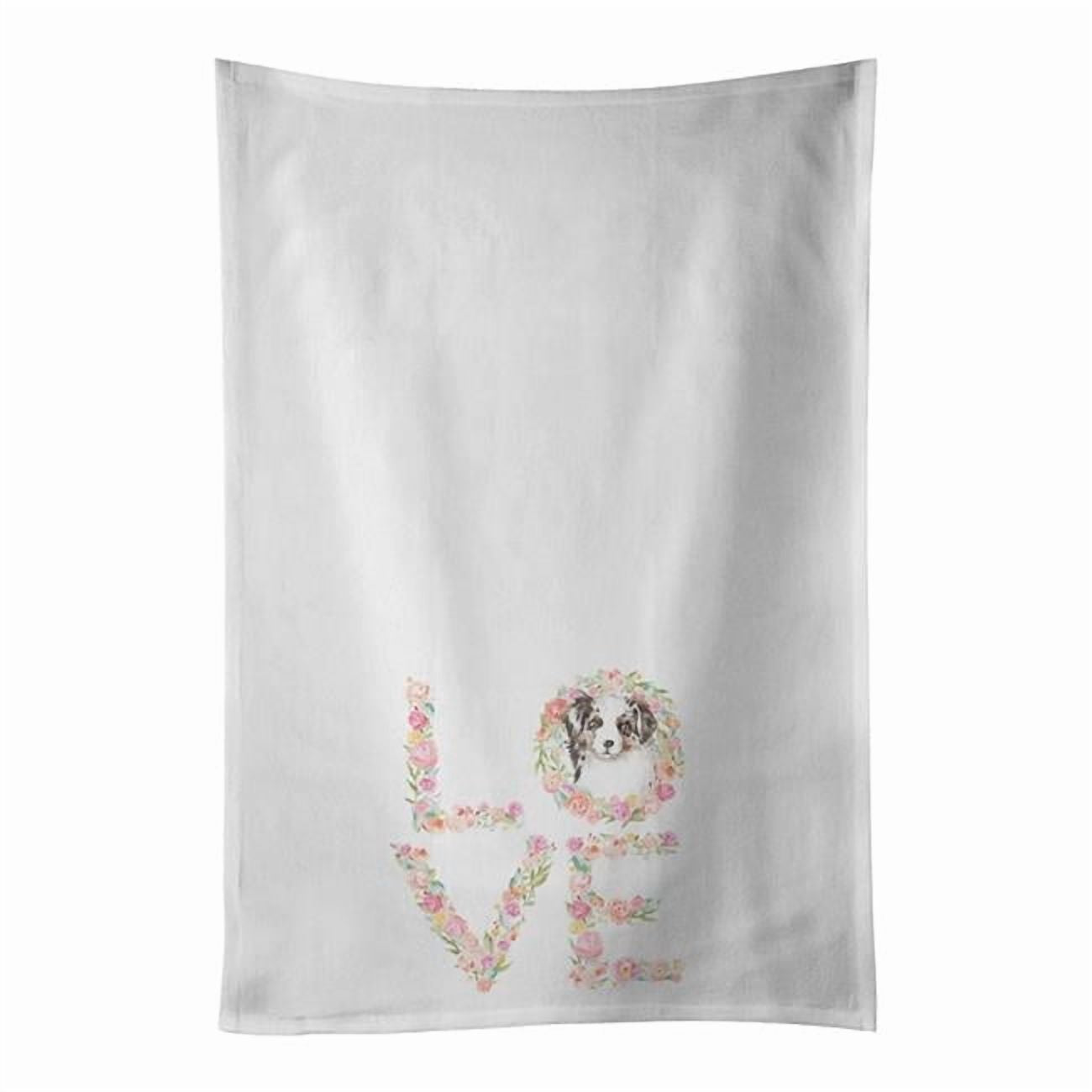 Carolines Treasures WDK4309WTKT 28 x 19 in. Unisex Australian Shepherd Blue Merle Love White Dish Towels Kitchen Towel - Set of 2