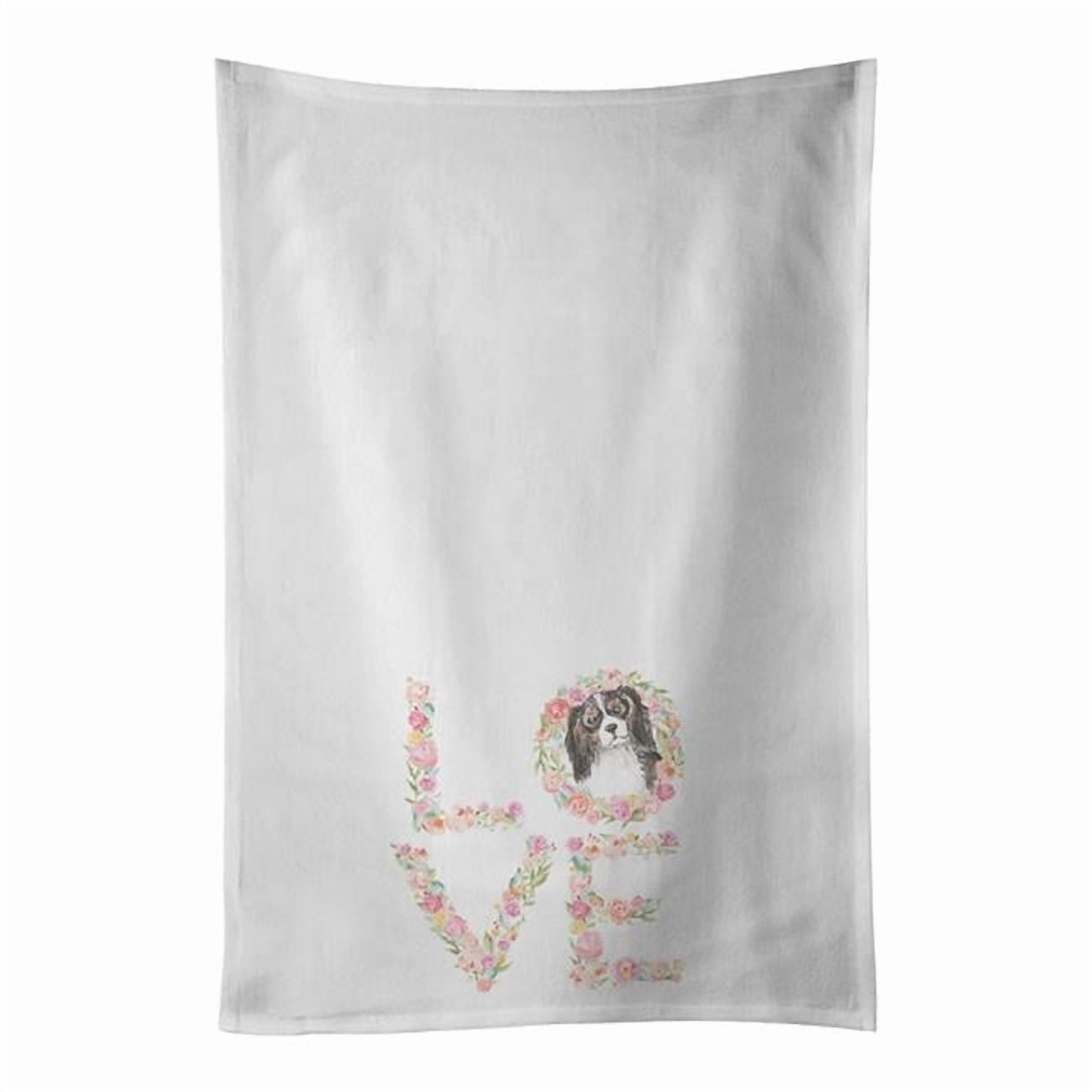 Carolines Treasures WDK4365WTKT 28 x 19 in. Unisex Cavalier Spaniel Tricolor No.2 Love White Dish Towels Kitchen Towel - Set of 2