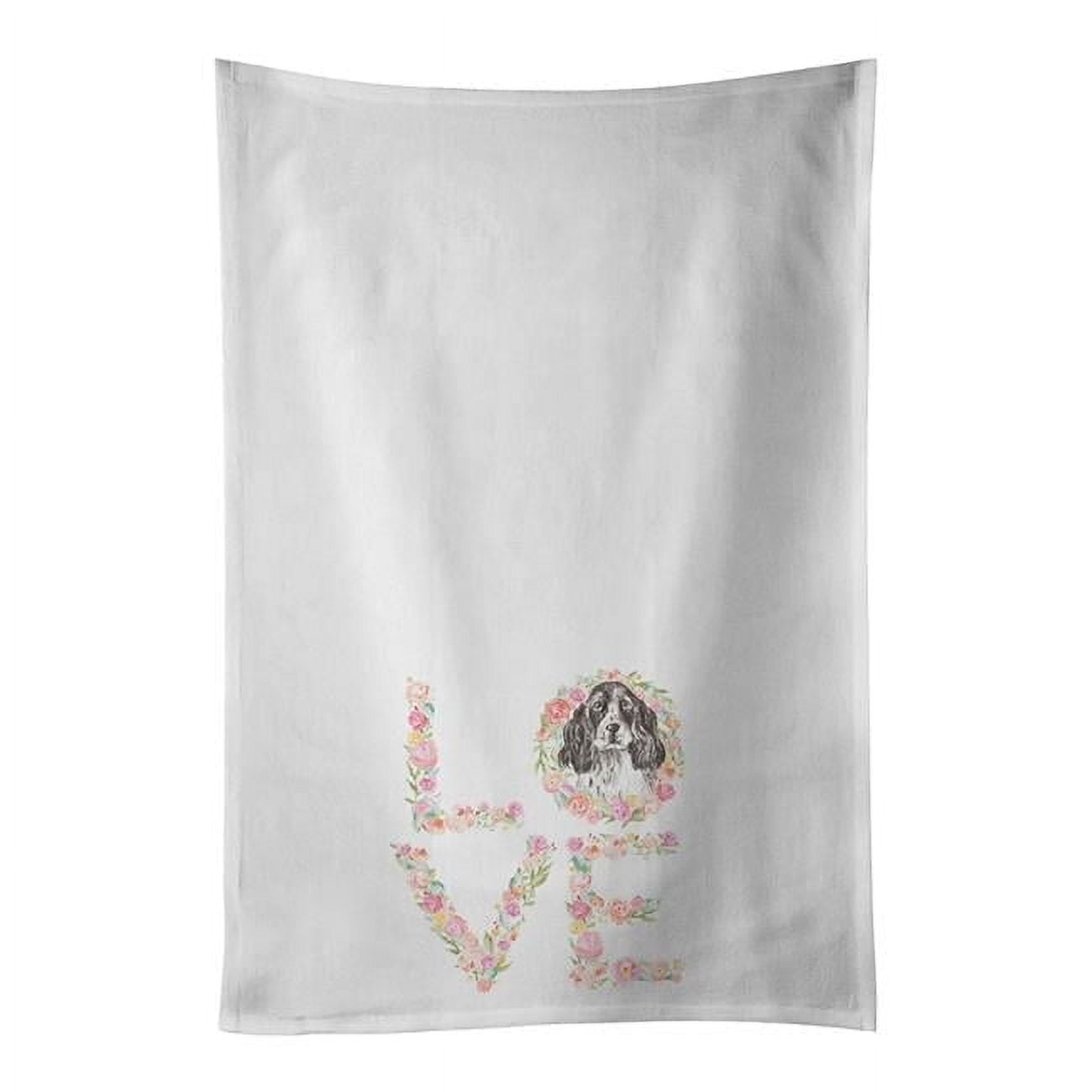 Carolines Treasures WDK4422WTKT 28 x 19 in. Unisex Cocker Spaniel No.9 Love White Dish Towels Kitchen Towel - Set of 2