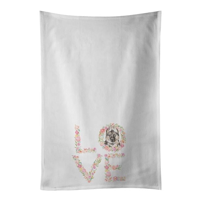 Carolines Treasures WDK4436WTKT 28 x 19 in. Unisex German Shepherd No.4 Love White Dish Towels Kitchen Towel - Set of 2