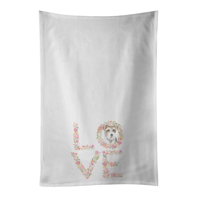 Carolines Treasures WDK4453WTKT 28 x 19 in. Unisex Jack Russell Terrier No.8 Love White Dish Towels Kitchen Towel - Set of 2