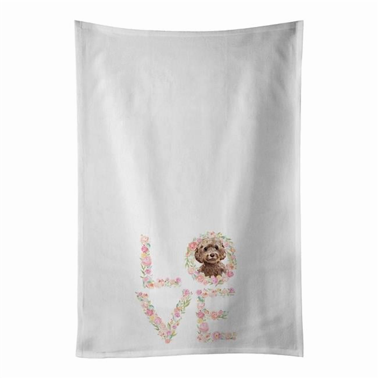 Carolines Treasures WDK4553WTKT 28 x 19 in. Unisex Brown Cockapoo Love White Dish Towels Kitchen Towel - Set of 2