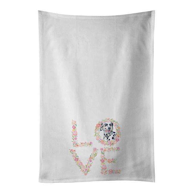 Carolines Treasures WDK4575WTKT 28 x 19 in. Unisex Dalmatian No.2 Love White Dish Towels Kitchen Towel - Set of 2