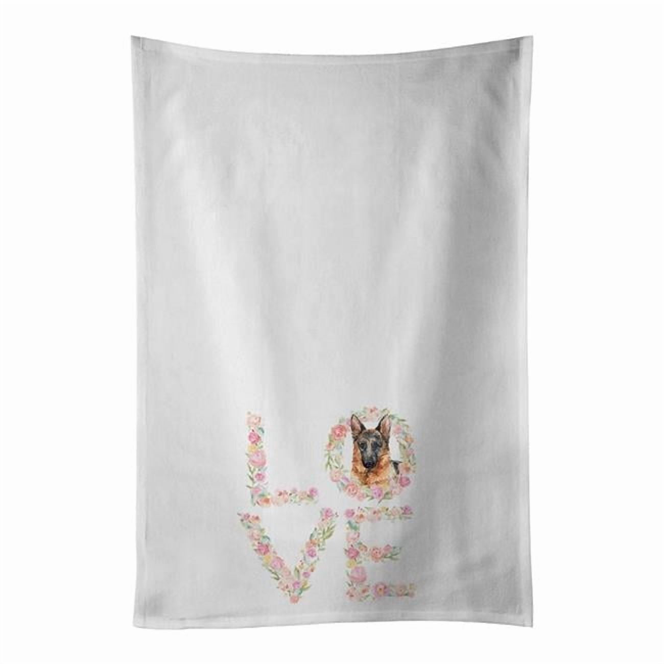 Carolines Treasures WDK4583WTKT 28 x 19 in. Unisex German Shepherd No.2 Love White Dish Towels Kitchen Towel - Set of 2