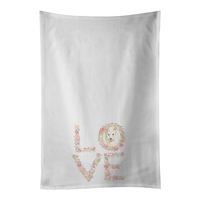 Carolines Treasures WDK4636WTKT 28 x 19 in. Unisex White Collie Love White Dish Towels Kitchen Towel - Set of 2