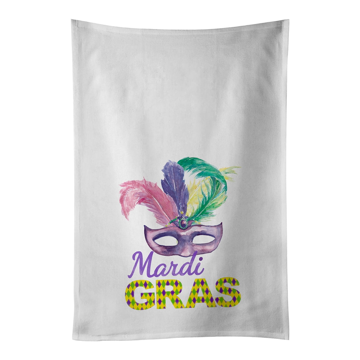 Carolines Treasures WDK4662WTKT Purple Mask Mardi Gras White Kitchen Towel Set of 2 Dish Towels 19 X 25" multicolor