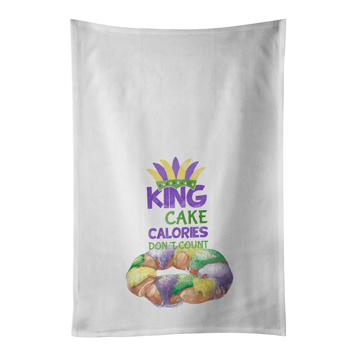 Carolines Treasures WDK4672WTKT King Cake Calories Dont Count Mardi Gras White Kitchen Towel Set of 2 Dish Towels 19 X