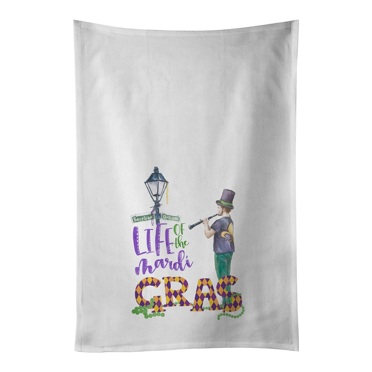 Carolines Treasures WDK4673WTKT Life of the Mardi Gras White Kitchen Towel Set of 2 Dish Towels 19 X 25" multicolor