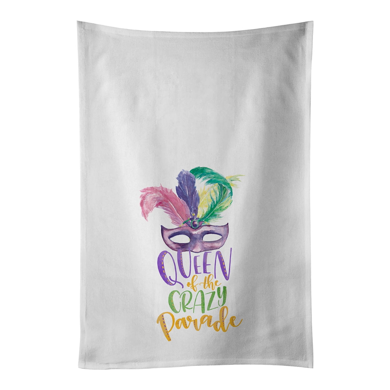 Carolines Treasures WDK4674WTKT Queen of the Crazy Parade Mardi Gras White Kitchen Towel Set of 2 Dish Towels 19 X 25"