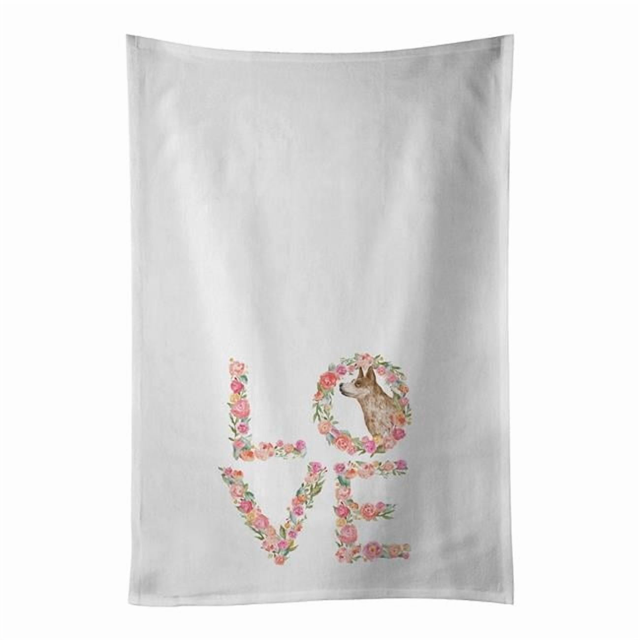 Carolines Treasures WDK4683WTKT 28 x 19 in. Unisex Red Australian Cattle Dog Love White Dish Towels Kitchen Towel - Set of 2