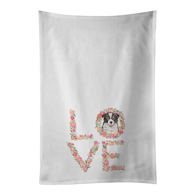 Carolines Treasures WDK4692WTKT 28 x 19 in. Unisex Border Collie Puppy Love White Dish Towels Kitchen Towel - Set of 2