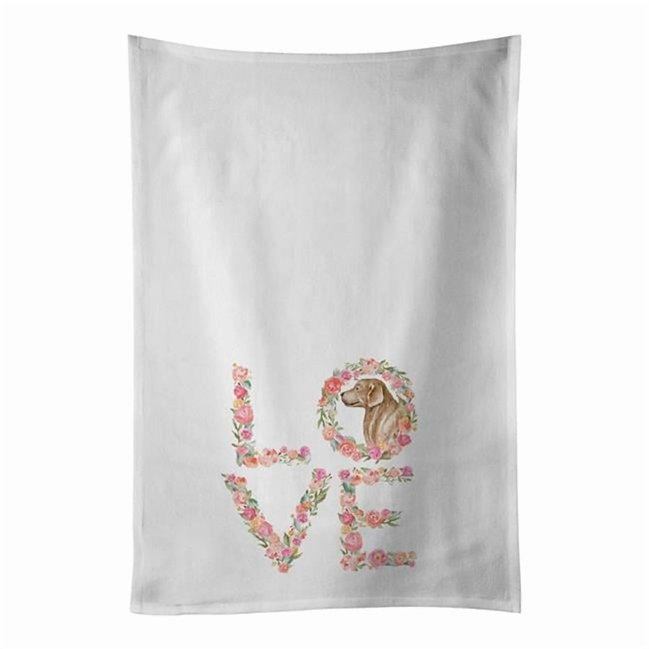 Carolines Treasures WDK4716WTKT 28 x 19 in. Unisex Golden Retriever No.5 Love White Dish Towels Kitchen Towel - Set of 2