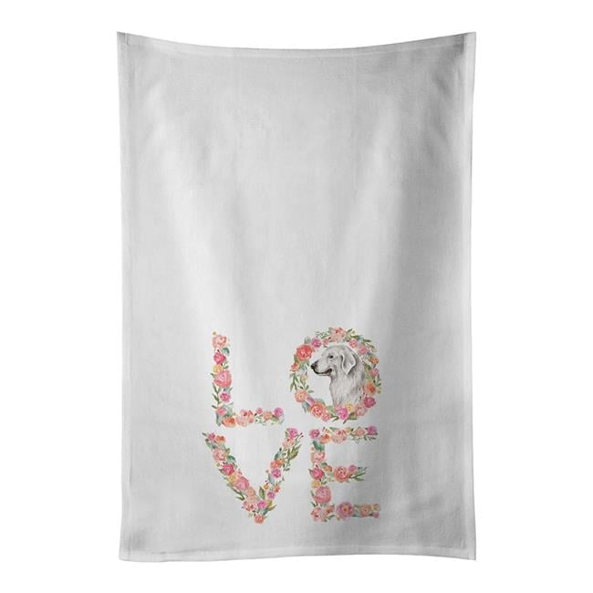 Carolines Treasures WDK4728WTKT 28 x 19 in. Unisex Great Pyrenees No.4 Love White Dish Towels Kitchen Towel - Set of 2