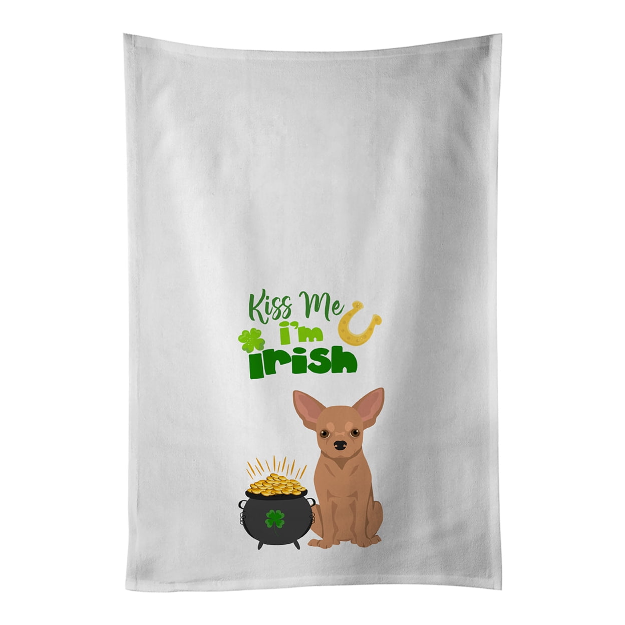 Carolines Treasures WDK4797WTKT Gold Chihuahua St. Patricks Day White Kitchen Towel Set of 2 Dish Towels 19 X 25"