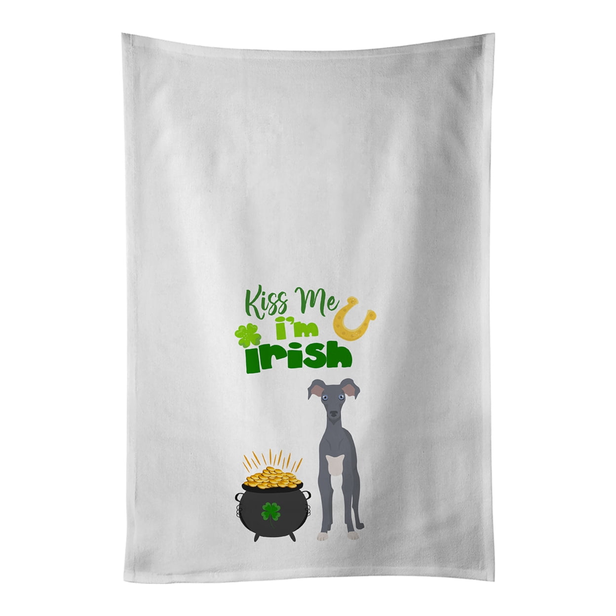 Carolines Treasures WDK4848WTKT Gray Italian Greyhound St. Patricks Day White Kitchen Towel Set of 2 Dish Towels 19 X