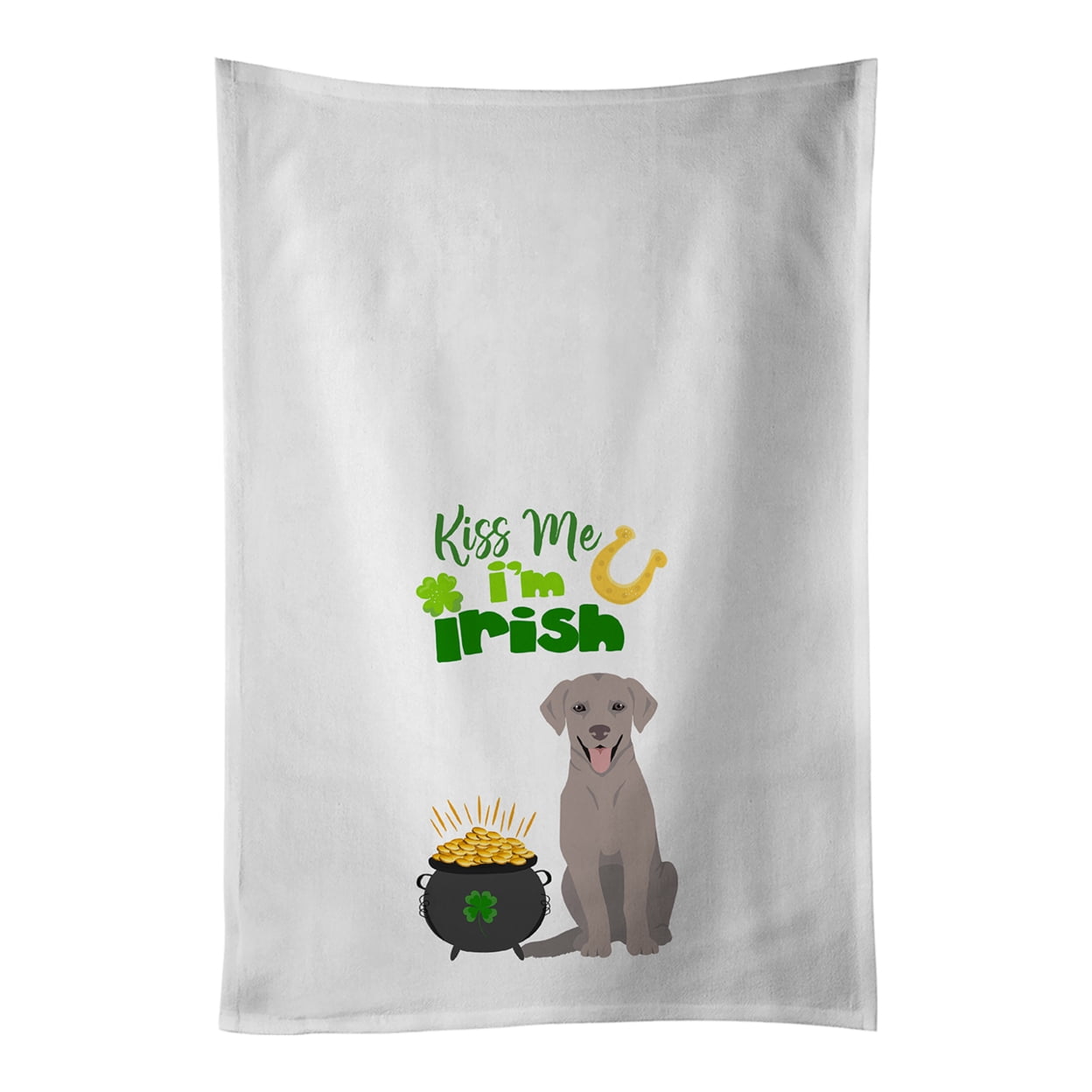 Carolines Treasures WDK4856WTKT Gray Labrador Retriever St. Patricks Day White Kitchen Towel Set of 2 Dish Towels 19 X