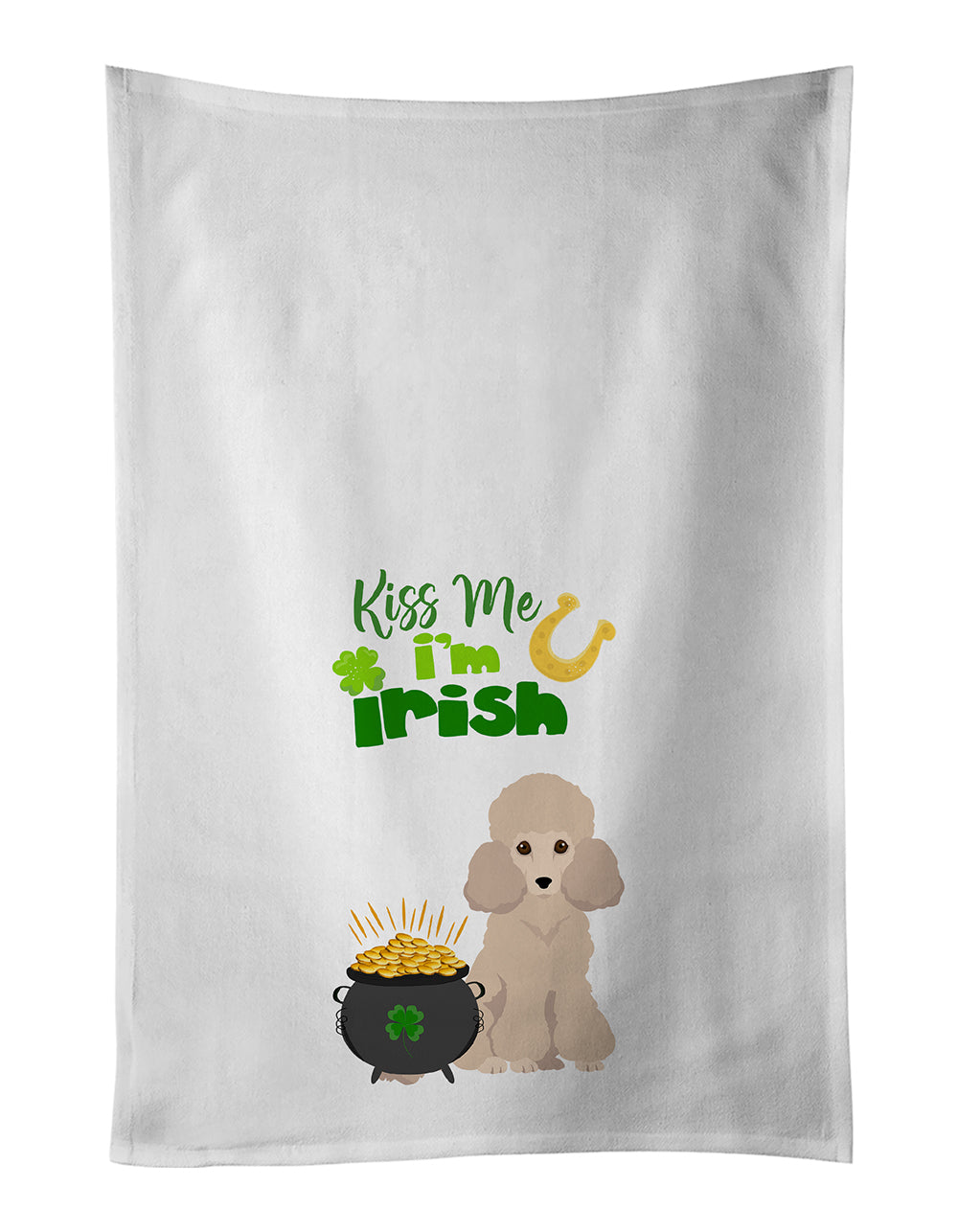 Carolines Treasures WDK4886WTKT Toy Cream Poodle St. Patricks Day White Kitchen Towel Set of 2 Dish Towels 19 X 25"
