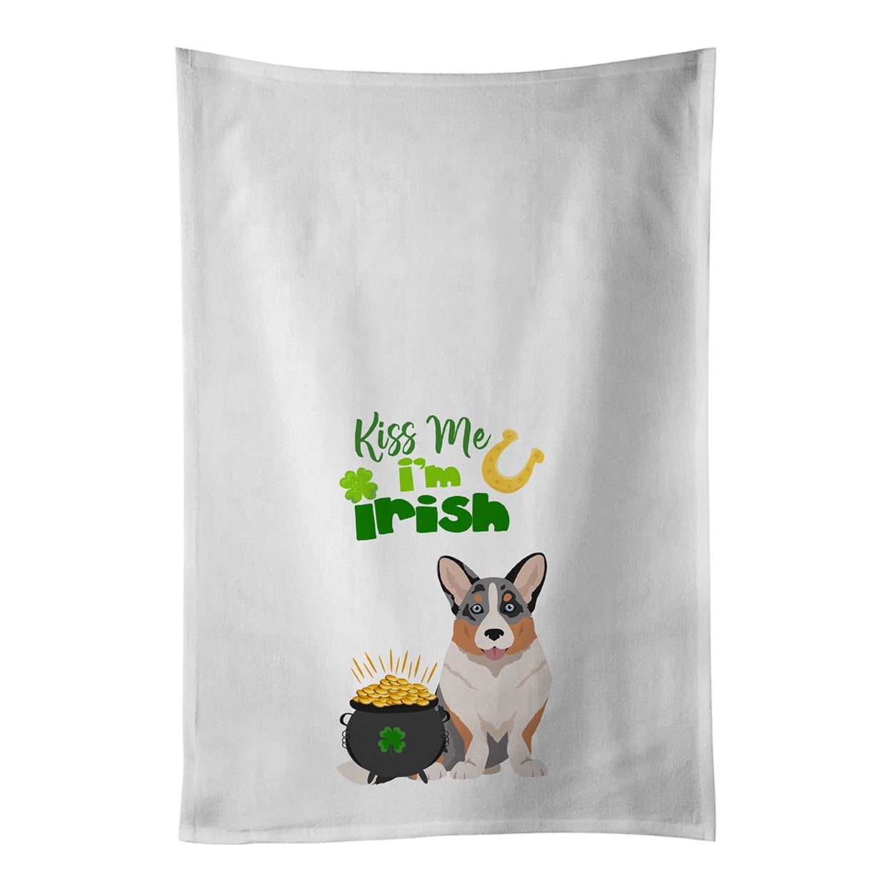 Carolines Treasures WDK4911WTKT Blue Merle Cardigan Corgi St. Patricks Day White Kitchen Towel Set of 2 Dish Towels 19 X