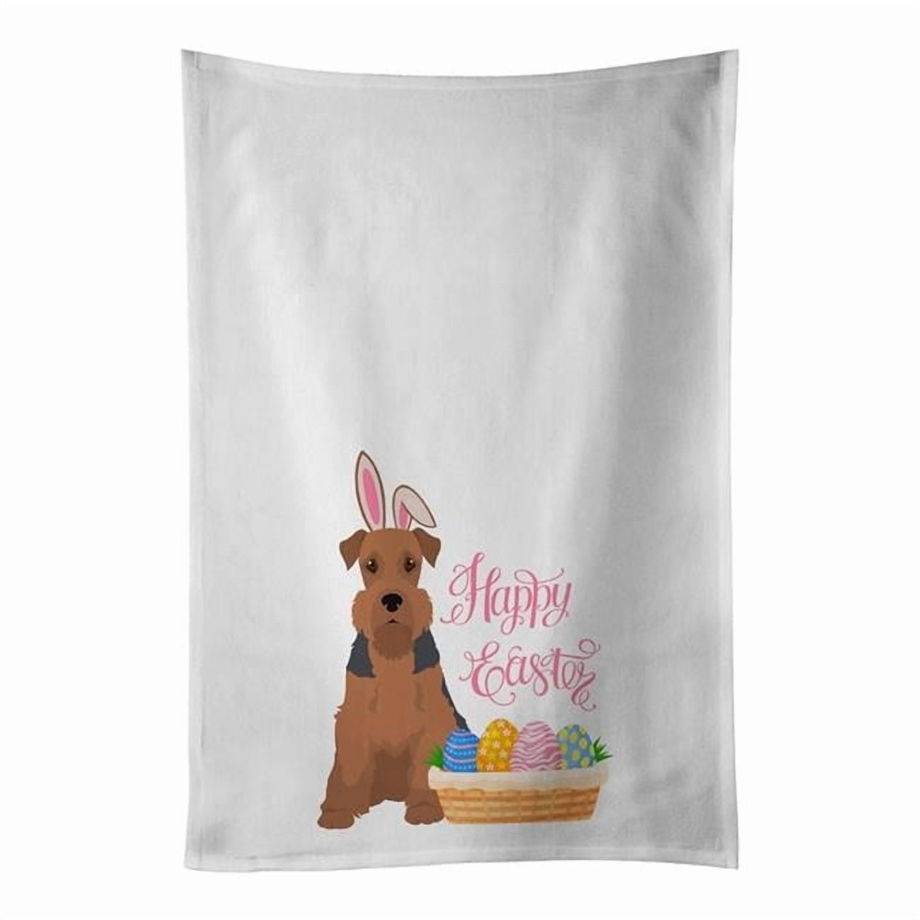 Carolines Treasures WDK4926WTKT 28 x 19 in. Grizzle & Tan Airedale Terrier Easter White Kitchen Towel, Set of 2