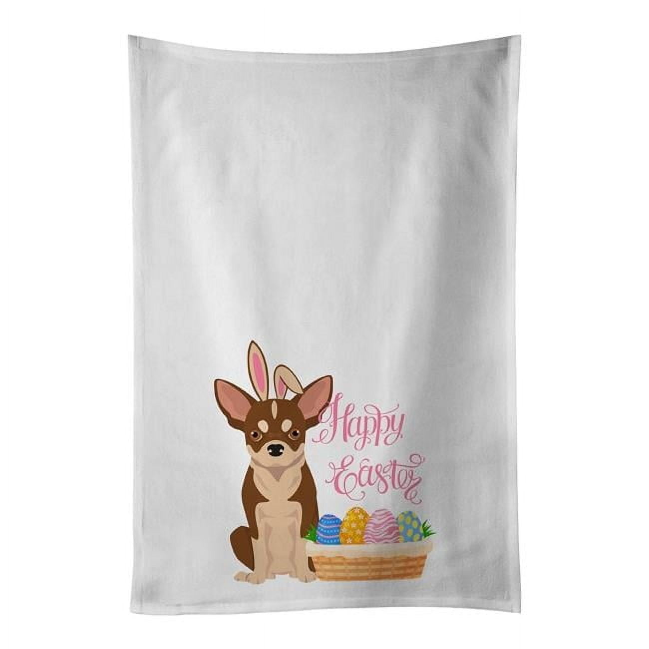 Carolines Treasures WDK4985WTKT 28 x 19 in. Red & White Chihuahua Easter White Kitchen Towel, Set of 2