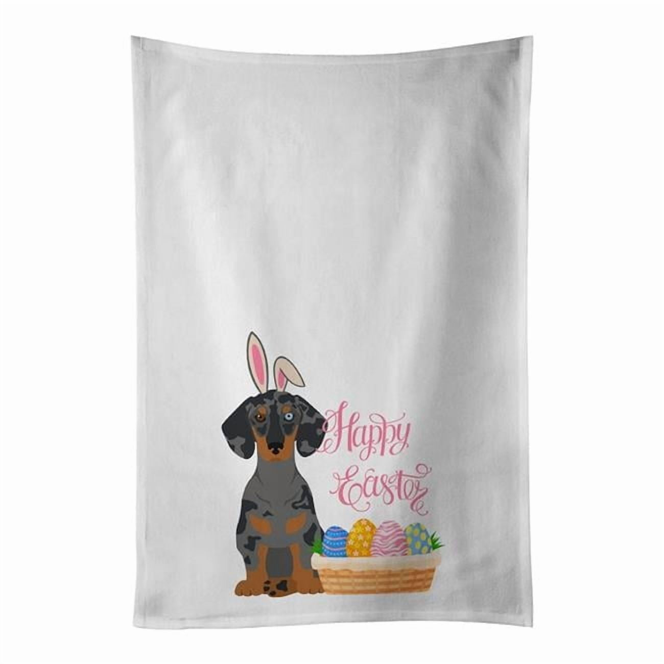 Carolines Treasures WDK5006WTKT 28 x 19 in. Black Dapple Dachshund Easter White Kitchen Towel, Set of 2