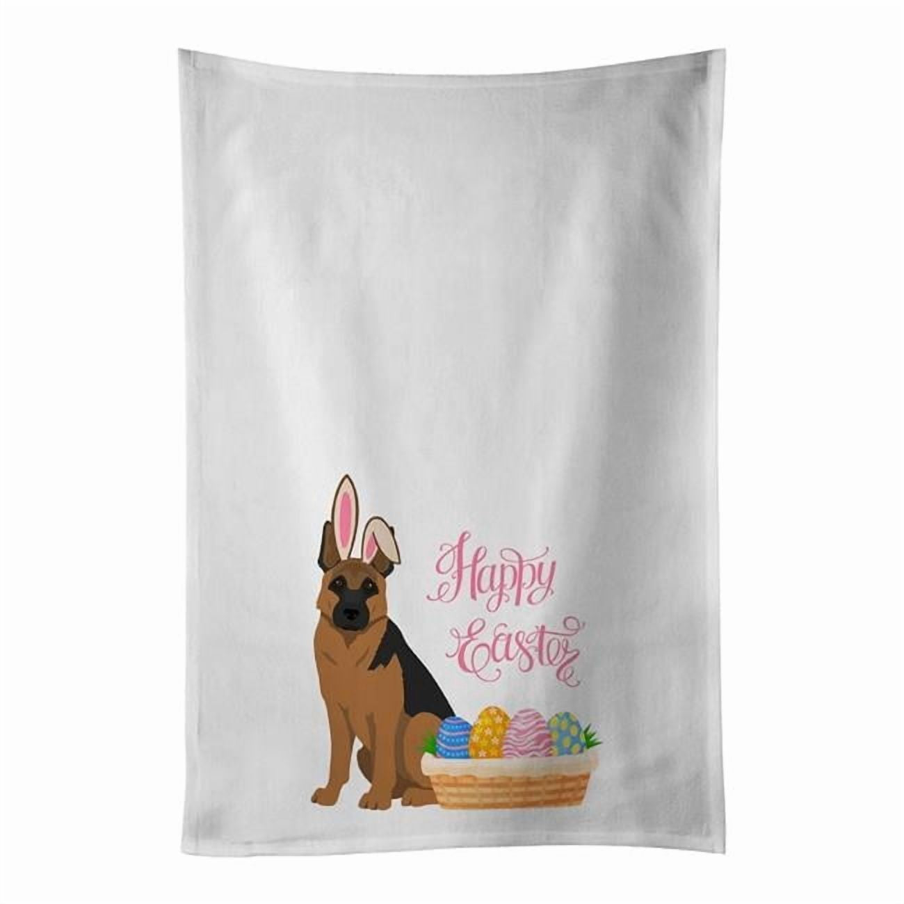 Carolines Treasures WDK5034WTKT 28 x 19 in. Black & Tan German Shepherd Easter White Kitchen Towel, Set of 2