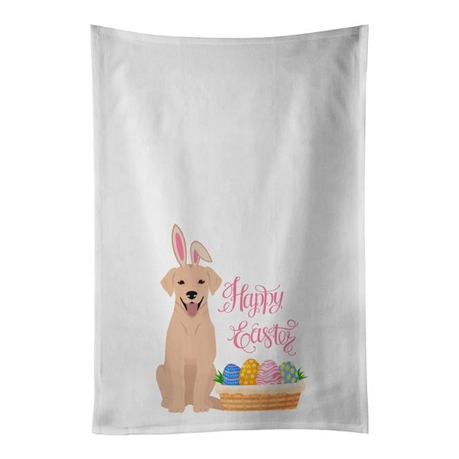 Carolines Treasures WDK5054WTKT 28 x 19 in. Yellow Labrador Retriever Easter White Kitchen Towel, Set of 2