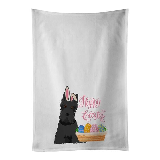 Carolines Treasures WDK5091WTKT 28 x 19 in. Black Scottish Terrier Easter White Kitchen Towel, Set of 2