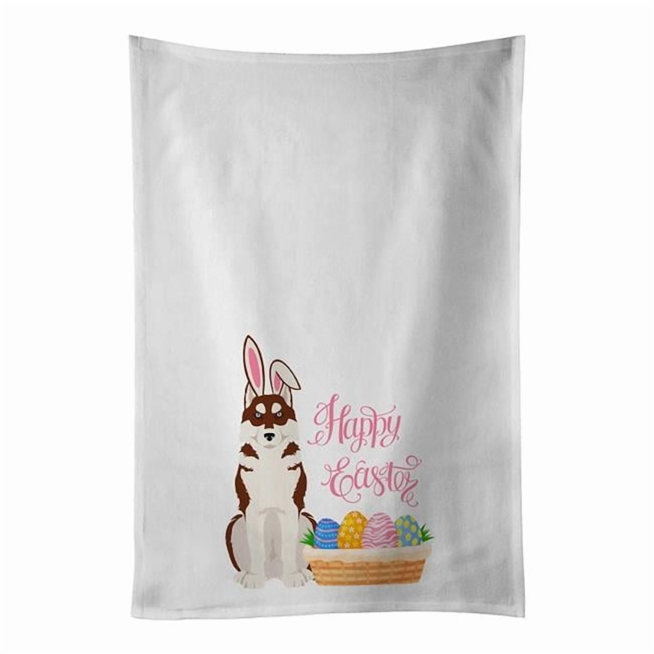 Carolines Treasures WDK5104WTKT 28 x 19 in. Red Siberian Husky Easter White Kitchen Towel, Set of 2
