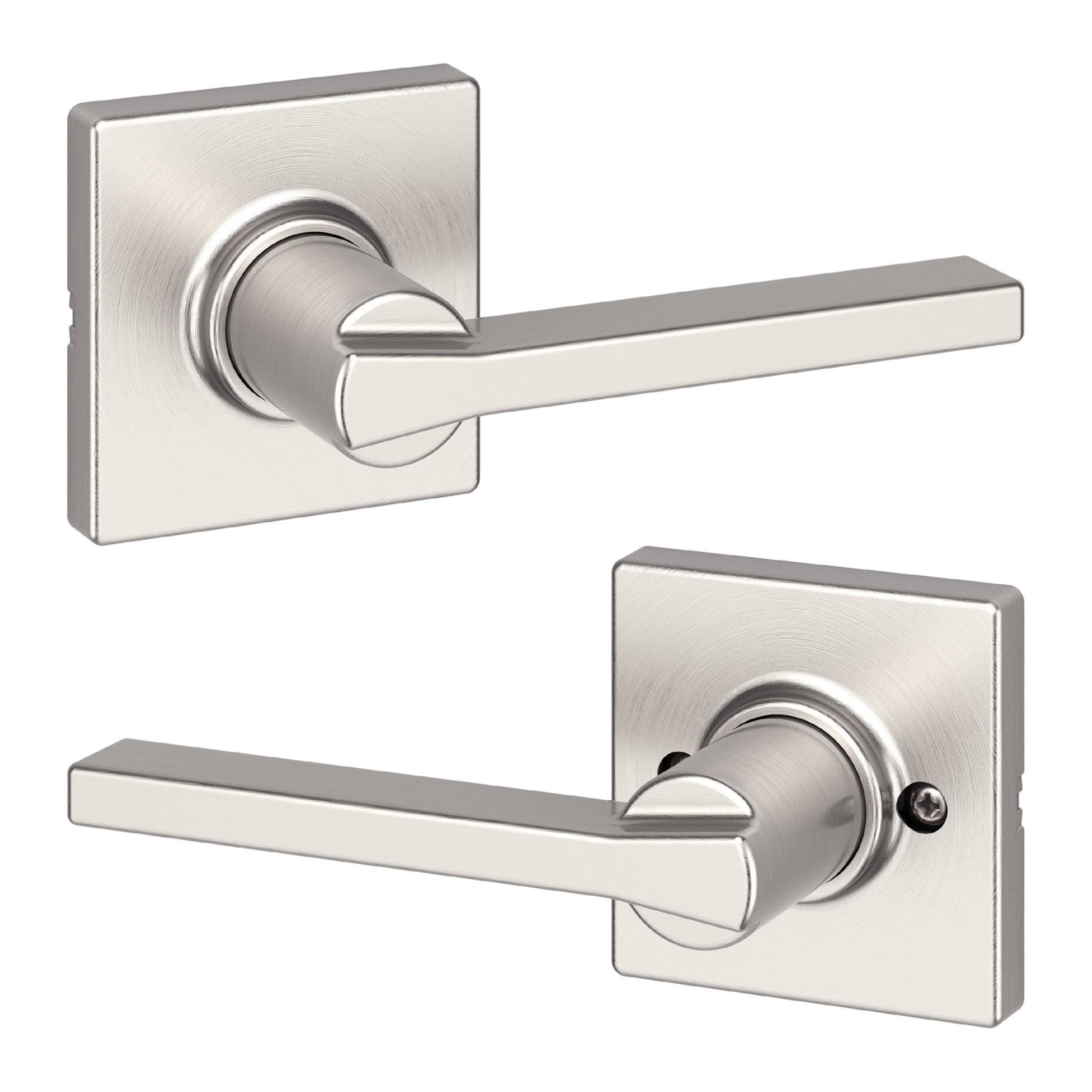 Kwikset Casey Square Passage Lever Doorknob Satin Nickel
