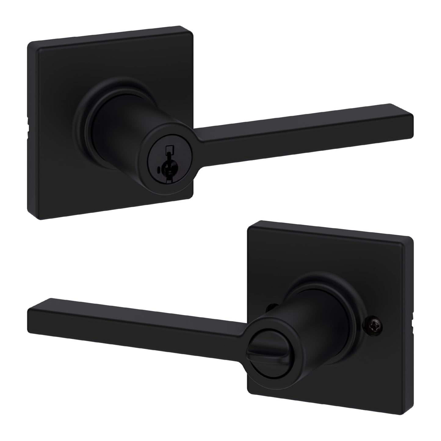 Kwikset Casey Square Keyed Entry Lever Doorknob with Smartkey Satin Nickel