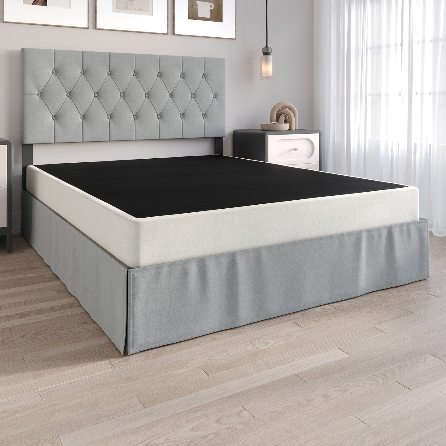 Castle Place 5" Queen Size Metal Box Spring in Warm Grey Linen